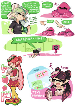 gomigomipomi: When distressed, the Callie will backed away slowly n hid inside her ink. She eventually gave in to Marie cause a promise is a promise  I love Callie so much &lt;3 &lt;3 &lt;3