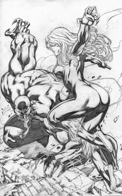 comicbookartwork:  Venome battles the Black Cat by Diego Bernard