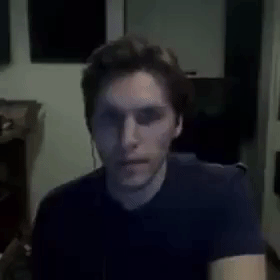 jerma in his stream set up, tilting his head back and forth