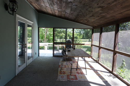 We renovated the porch floor in June. It was covered in decades-old outdoor carpet, but had an intac