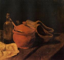 artist-vangogh: Still Life with Earthenware, Bottle and Clogs, 1885, Vincent van GoghMedium: oil on canvas