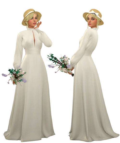 TS4 Cottagecore Wedding Dresses Lookbook Skin 1, 2 / Hair / Eyebrows / Eyes / Nosemask DressFreya Dr