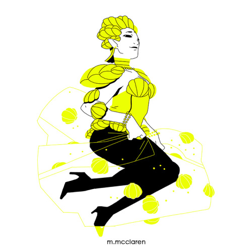 Shakokai belongs to Sailor Moon . Artwork by Meredith McClaren[Description: A yellow and black illus