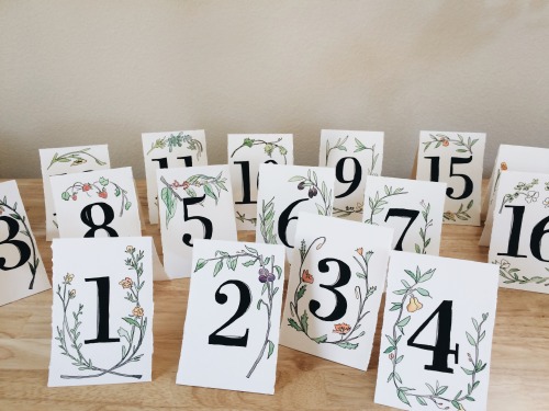 Numbers in watercolor on Arches cold press paper. This is a series featuring fruit and flowers that 