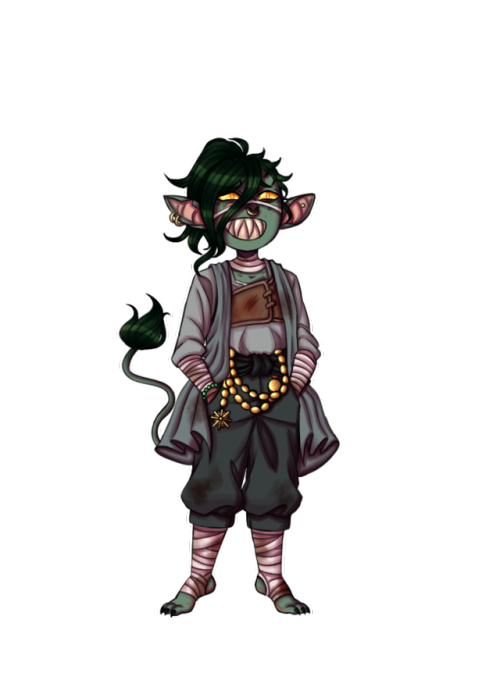 criticalrole-described: ebberry-jay: Just a little goblin girl  [id: 2 full-body drawings of no