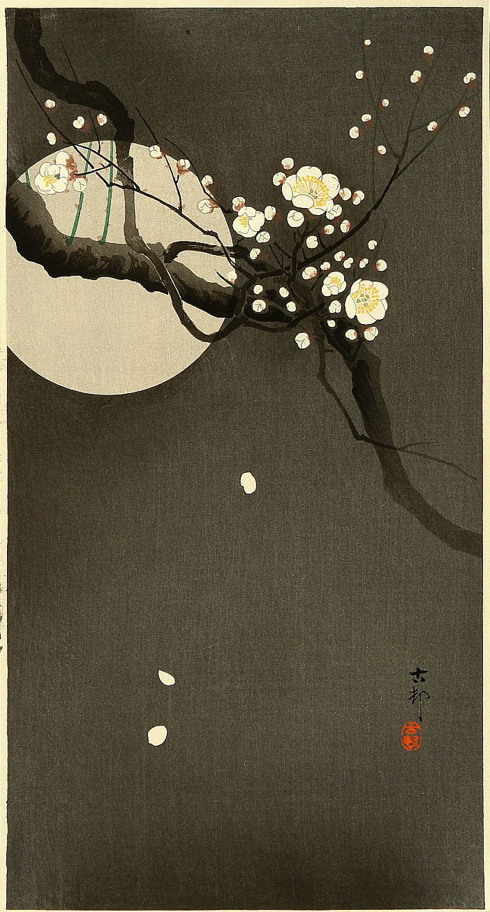 portionsofeternity:  Flowering Plum and Moon by Ohara Koson 