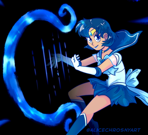 alicechrosnyart:   MERCURY! AQUA RHAPSODY! 🌊Happy Birthday to my friend @starlight-artist who got me into Sailor Moon and I love the series!