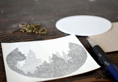 etsy:  “I love playing with textures, like the scribbled markings of a pencil or the lovely staining effects of watercolor. I’m most happy working small and can usually be found with the tiniest tool I can find. My tiny obsession … eventually led