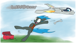 whatisapokemon:  Commission for Darnel of Scramjet testing out his freshly maintained plane pony parts~  X3!
