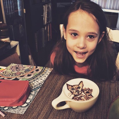 Made a Hot-Kitty-Cat-Chocolate for Soph! Using @kalonasupernatural milk! Happy she likes cats and as