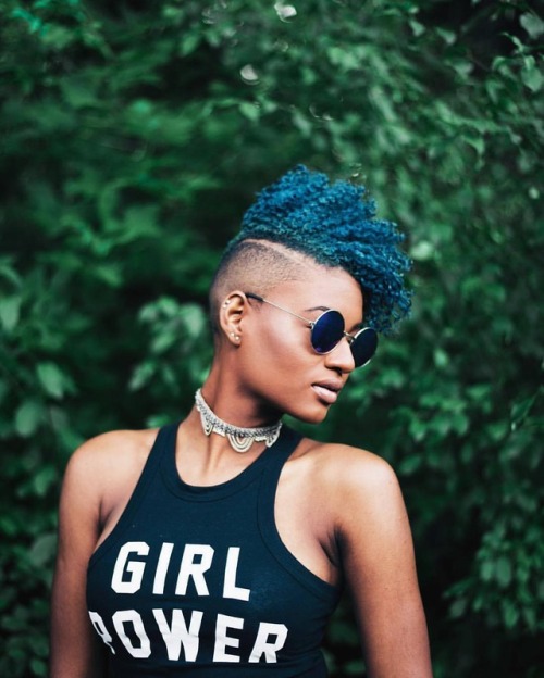 Girl Power  @TheCutLife #NaturallyCurly #Curls #BlueHair #CurlBox #Melanin #GirlPower #CurlyGirl #Th