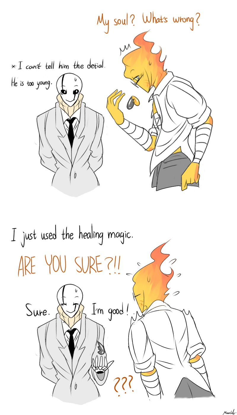 mooncatyao:  [Accident-5] Grillby &amp; little Sansok XD I think accident is
