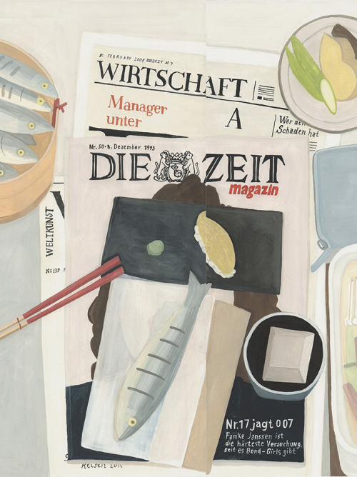 Die Zeit, illustration by saintemariaStill life with newspaper, gouache on paper 