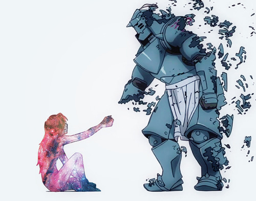 lkers: The Five Sacrifices   companion to (x)  [Image description: Galaxy themed edits of FMA c