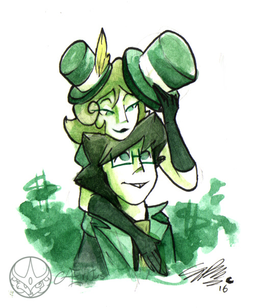 Traditional request for @superethanworld.It has been a lovely exercise with the colors, since I actually ahve 2 green watercolors base.Hope you  like it! =D(also go and give that guy an hug, he deserves it)I have other 2 traditional request sketches