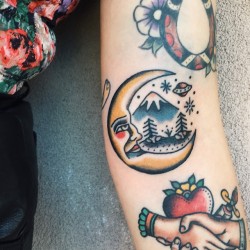 alexishepburn:  Little moon on the side of elbow for Shay ! 