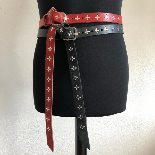 2late4coffee: M.A+ Cross Studded Leather Belts