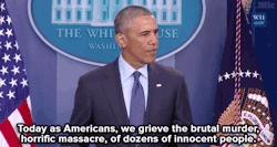 titostreasures:  micdotcom: Watch: President Obama calls Orlando gay club shooting an act of “terror and hate” in speech.    I luv my president