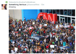 thesoftghetto:  Protesters upset about the smearing of Mike Brown converged at CNN headquarters. 