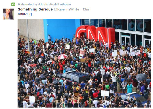 thesoftghetto: Protesters upset about the smearing of Mike Brown converged at CNN headquarters.