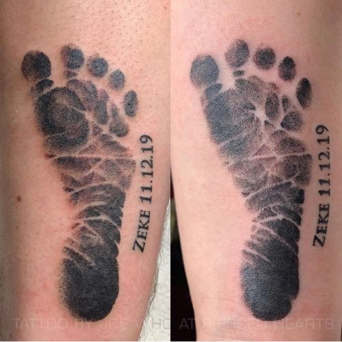 Tattoo by Joe. Contact him @joewhotattoo to schedule an appointment....#babyfeet #parents #proud #po