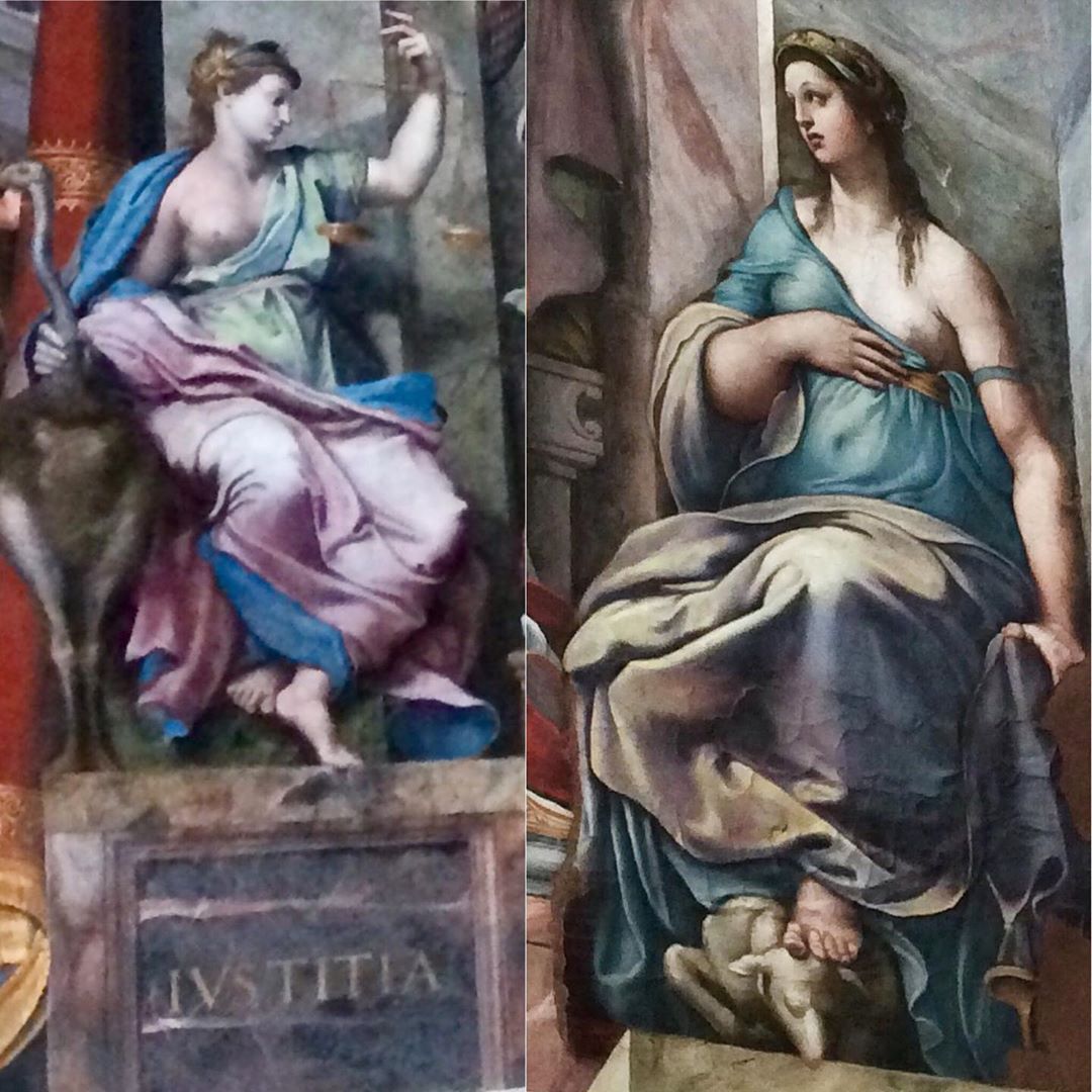 Città del Vaticano, 🚩Musei Vaticani, Stanze di Raffaello, Sala di Costantino. Nella sala di Costantino dopo cinque anni di attenti lavori di restauro, sono state tolte le impalcature e sono tornate a mostrarsi due tra le più belle donne di...