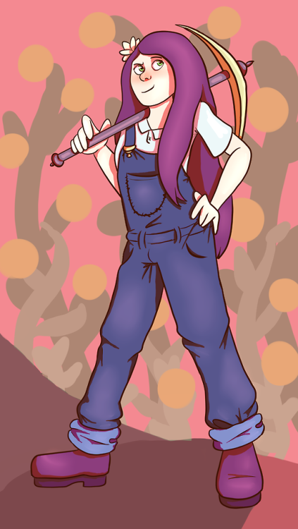 maybeanartblog:My farmer in Stardew Valley!  Her name is Willow and she likes spooky stuff and 
