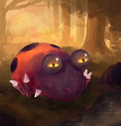 A orange bulborb in the evening.