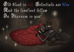 zlukaka:  Happy Valentine’s Day! Some long due hugs for the Oedon Chapel Dweller. Perfect cinnamon roll.   More of my Bloodborne fanart.   