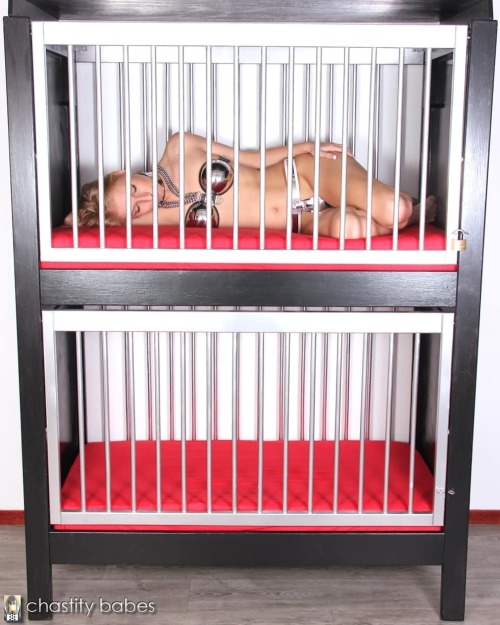Arienh in my new double cage #chastitybelt #femalechastity www.chastitybabes.com www.instagr