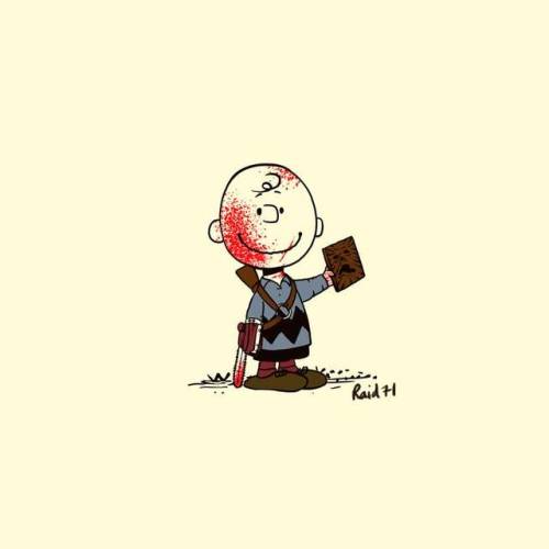 geekynerfherder:      ‘Charlie Brown’ horror inspired prints by Chris Thornley (Raid71).Set of four 5" x 5" giclee prints in a signed and numbered edition for £22 for the set.As an added bonus Chris will randomly drop the original artwork
