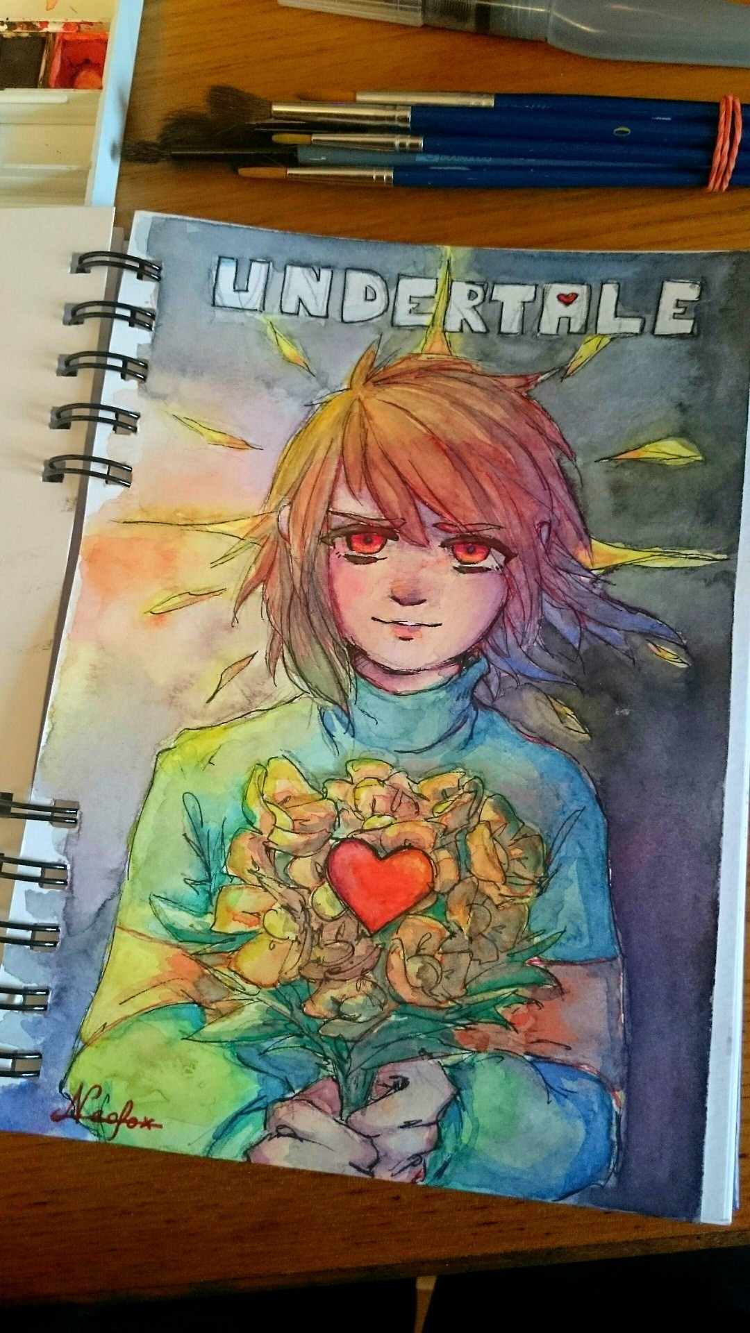 Drinking Coffee Watercolor I Know The Heart On The Undertale