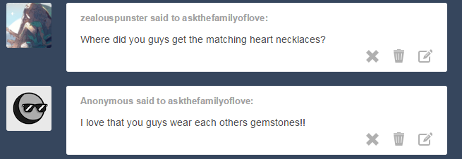 askthefamilyoflove:  Ruby: I’m pretty sure the squirt knows how much that necklace
