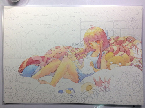 fandom-artworks: emperpep:    Shelter fanart watercolor commission for kawaiipony2.deviantart.com   artists watercolor and colored pencil on 300g montval paper.  emperpep 