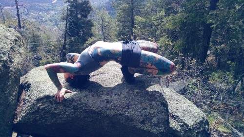 shannakeyes:  Stretching after a hike.