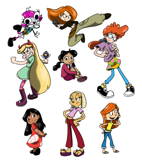 elyzahere: share-art-and-smile: Just for fun, I wanted to draw some female Disney characters(from ca