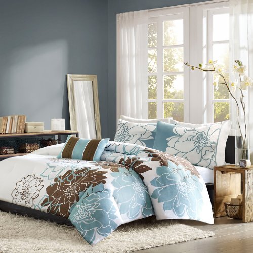 Black white and blue comforter