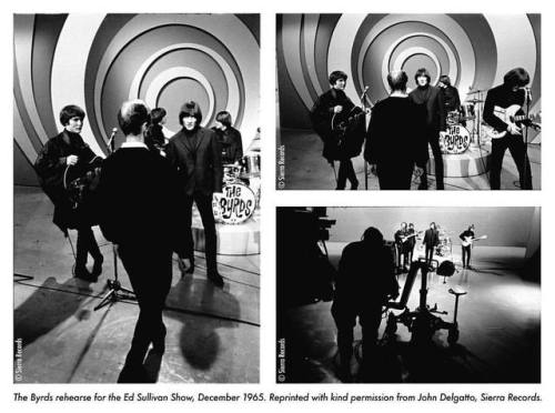 The Byrds rehearse for the Ed Sullivan Show, December 1965 (photo courtesy of John Delgatto/Sierra R