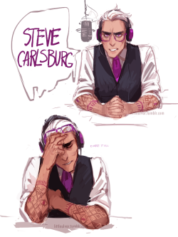 princess-of-purple-prose:littleulvar:you will never guess what I drew [ID: Night Vale fanart of Cecil, a thin white man with a white forelock and purple tattoos wearing a waistcoat and purple tie. In the first piece, his speech bubble drips with disgust
