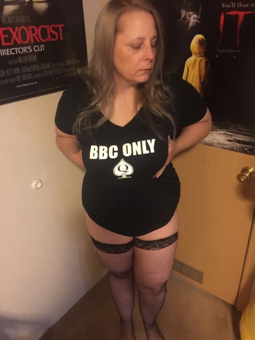 blackcockwife: Took some pics in my new shirt……… I love BBC!