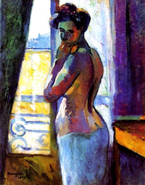 Woman in front of her window, Henri Charles Martin