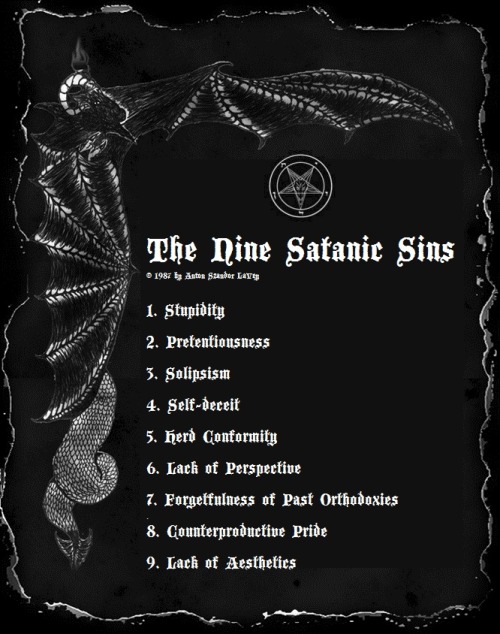 dblackthorne:  The Nine Satanic Statements, The Nine Satanic Sins, The Eleven Satanic Rules of The Earth; Anton Szandor LaVey. Illustrations by Draconis Blackthorne. 