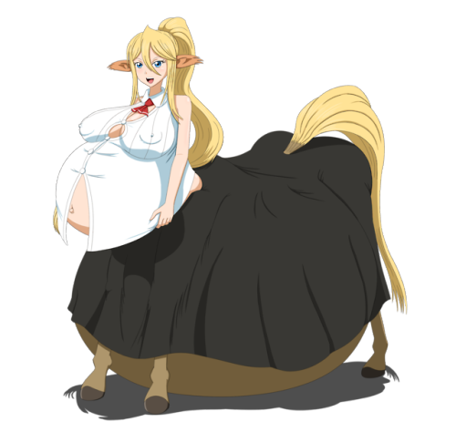 Kentaurusumama Centorea Shianus from Monster Musume carrying her babies in both of her wombs!Enjoy!C