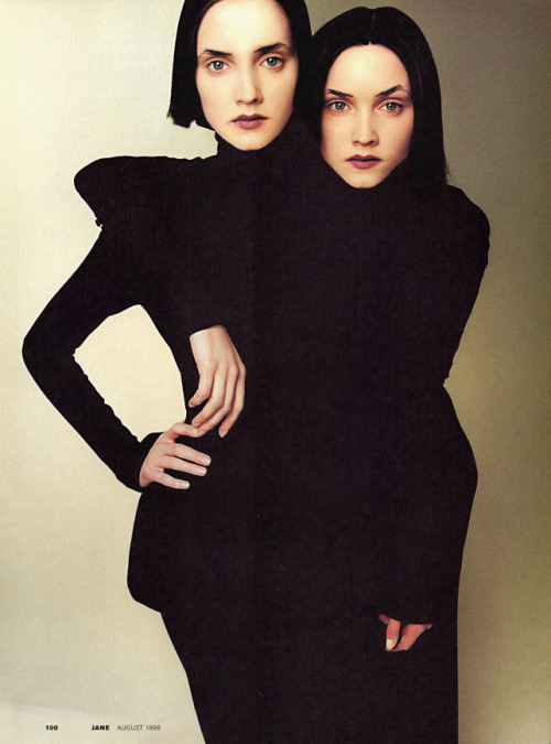 Twin models Alexandra &amp; Lida Egorova by Satoshi Saikusa in John Galliano Fall 1998