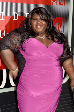 pardonmewhileipanic:  happicuppa:  celebritiesofcolor:  Gabourey Sidibe attends the 2015 MTV Video Music Awards at Microsoft Theater on August 30, 2015  UM OKAY SO LIKE GABOREY IS WEARING LACE AND BRIGHT PINK AND RUCHING AND ALL THAT SHIT AND SHE LOOKS