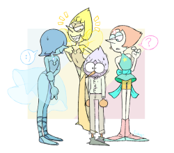 galaxy-confetti:  I know I’ve posted these pearls already, but they were actually a part of this larger picture. Everyone mistakes Pird from OK K.O. as a Pearl reference and I ended up drawing this in response