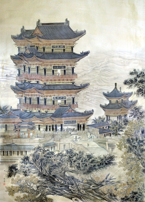 mingsonjia:黎墨 - 界画楼阁 (阅江楼、黄鹤楼、滕王阁)Gongbi paintings of Chinese architectures [Yuejiang Lou, Huanghe L