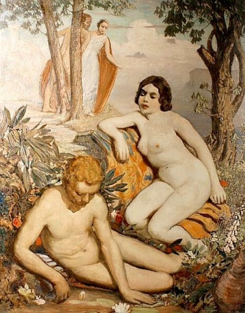 Landscape With Two Nudes⚜️ Artist: Alfred Kingsley Lawrence 1893–1975