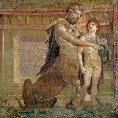 aphroditepandemos: Roman Fresco - “Chiron &amp; His Pupil, Achilles”   Exc