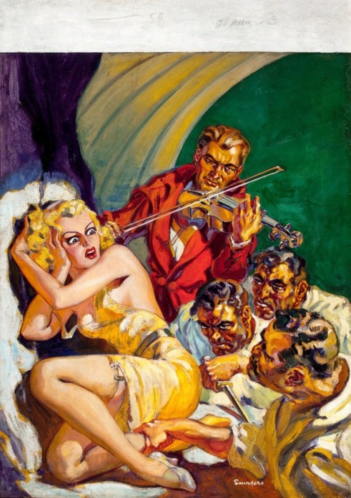 Norman Saunders (1907-1989). Cover art for Black Book Detective Magazine #3 (February 1936).